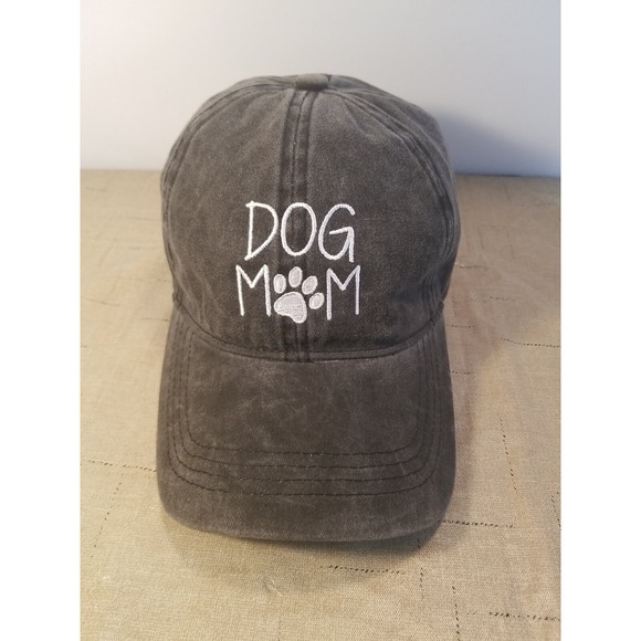 Accessories - Dog Mom Women's Gray 100%Cotton Adjustable Hat Distressed Pets